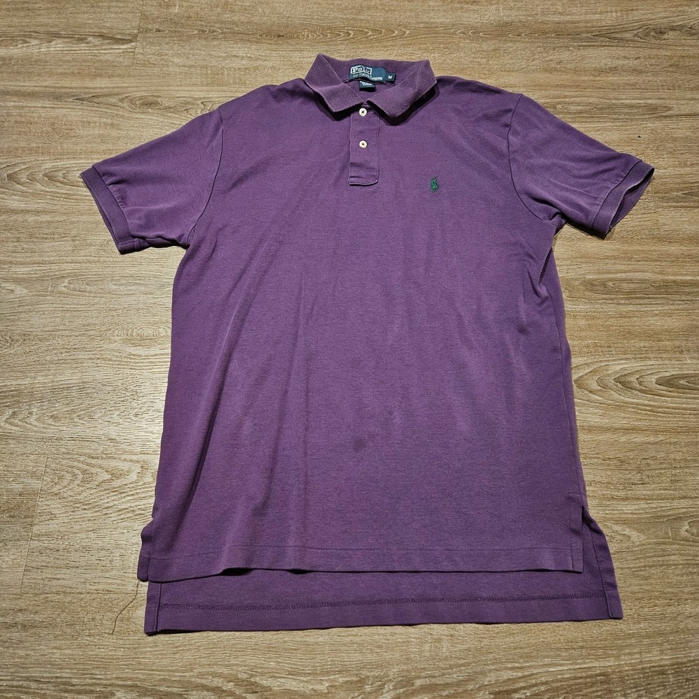 Polo Ralph Lauren Polo‎ Shirt Men's Medium Purple Green Pony Short Sleeve Cotton